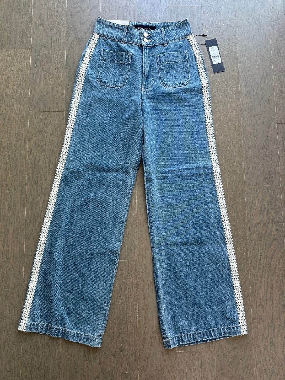 Veronica Beard TAYLOR High Rise Halo Blue Jeans Lace Trim Jean With tags - 26
